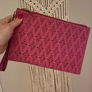 Pink Aldo Clutch with cut out pattern